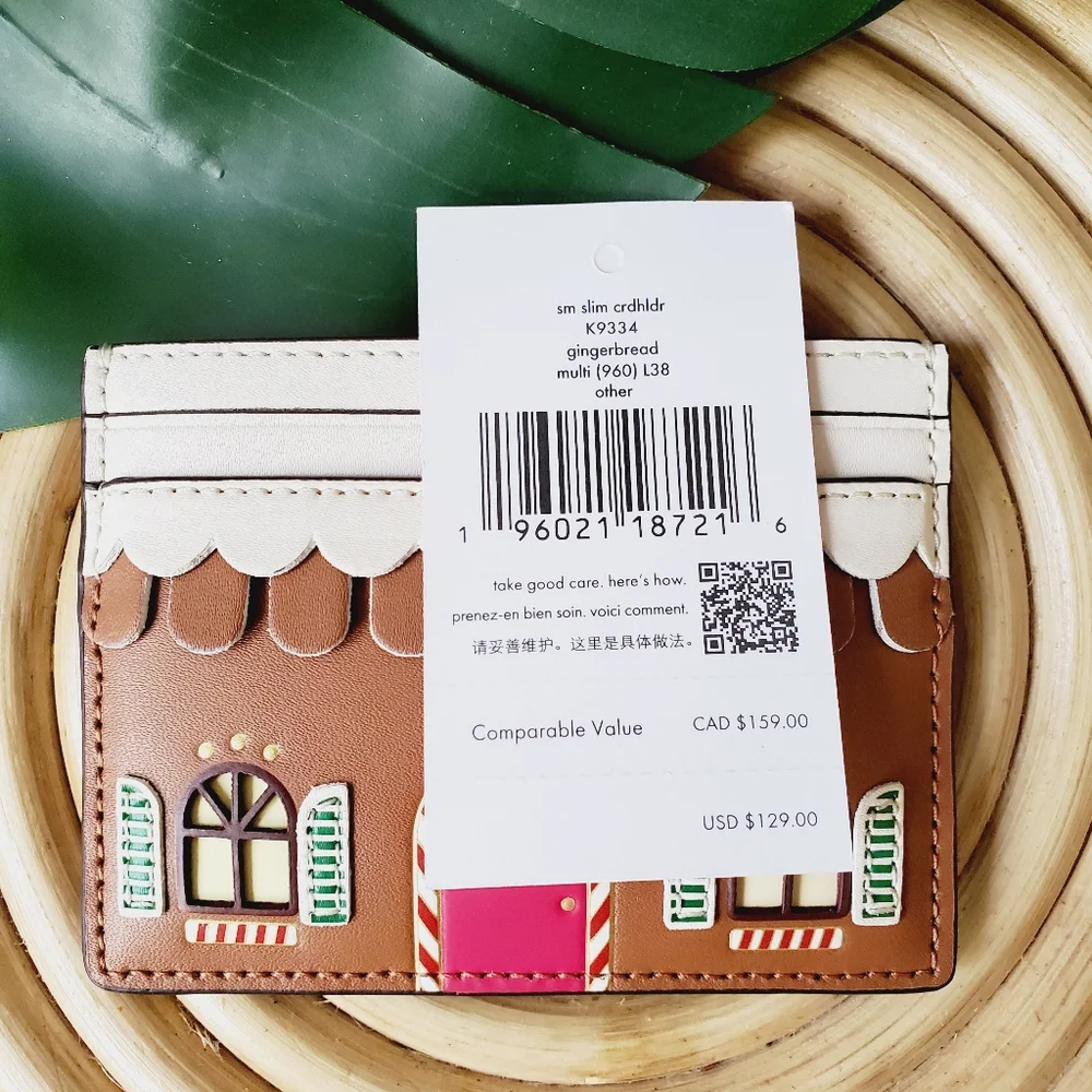 🆕 New Kate Spade Gingerbread Card Holder Slim Card Multi Brown Pink - Picture 3 of 3